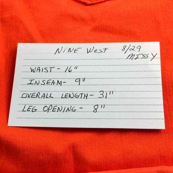 Nine West Missy Capris 8/29 Orange/Coral 2 Back Pocket Sparkle Embellishments - Picture 16 of 16